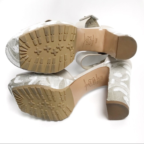 Donal J Pliner Franci Platform Heel Sandals Embroidered Sequined Size 8.5 Spain - Picture 6 of 8